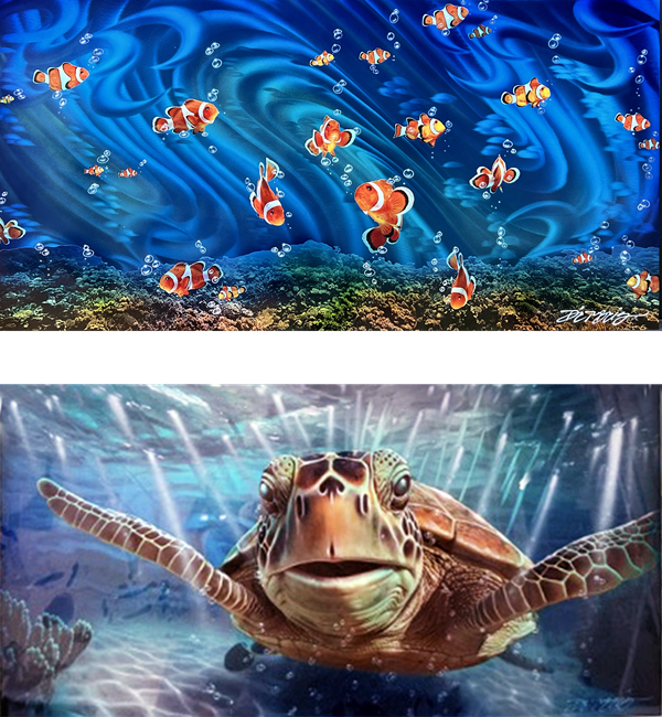 Chris DeRubeisArt titleDeRubeis Underwater Suite BOTH Clowning Around and Thatcher the Turtle 12x24