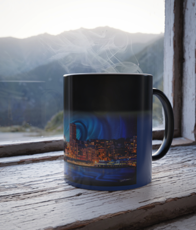 Epic Seattle Night Limited Run 24X36 with 4 stocking stuffer Magic Mugs and signed sparkling wine - CD5110